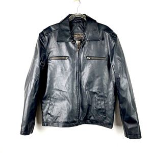 ARIZONA JEAN COMPANY | Black Faux Leather Lined Zip-Up Jacket